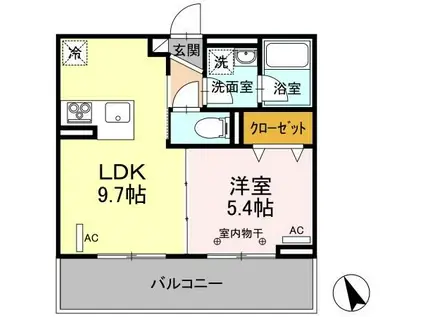 レフィナード(1LDK/3階)の間取り写真