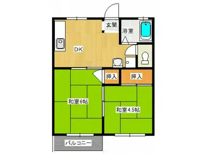 コーポ西村(2DK/1階)の間取り写真