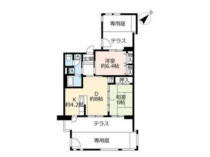 UR浜甲子園さくら街 1号棟(2DK/1階)の間取り写真