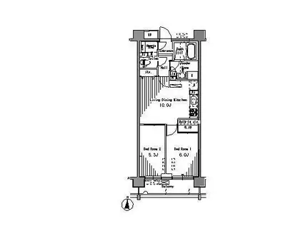 パークアクシス滝野川(2LDK/5階)の間取り写真