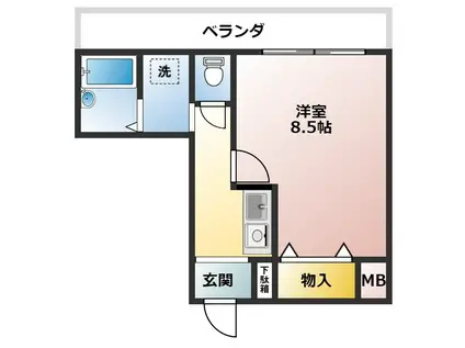 サンコークレアール(1K/4階)の間取り写真