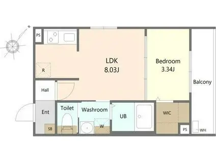 グランドール川内III(1LDK/3階)の間取り写真