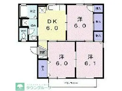 サンワハイツ八千代B(3DK/1階)の間取り写真