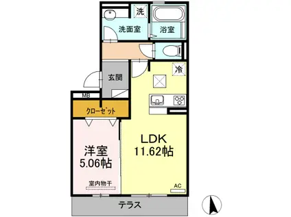 ヴォン・プログレス(1LDK/1階)の間取り写真