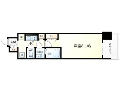 W-STYLE神戸II(1K/12階)の間取り写真