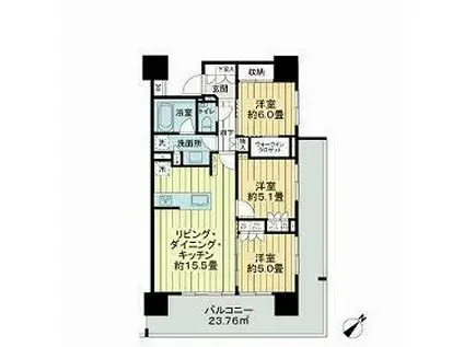 ルフォン入谷ザ・レジデンス(3LDK/12階)の間取り写真