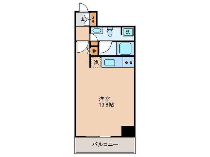 南堀江アパ-トメントシエロ(ワンルーム/2階)の間取り写真