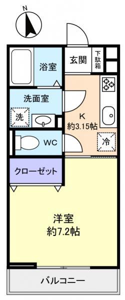 KT 5TH(1K/1階)の間取り写真