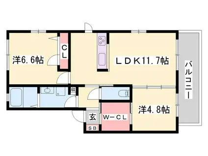 メゾン萩原(2LDK/2階)の間取り写真
