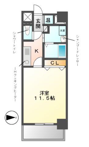 TQレジデンス名古屋錦(1K/9階)の間取り写真