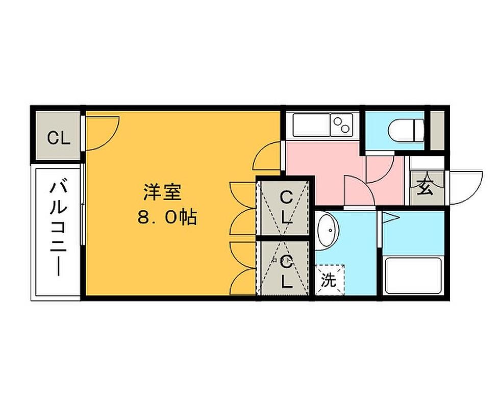 ブリランテ金丸小路(1K/2階)の間取り写真