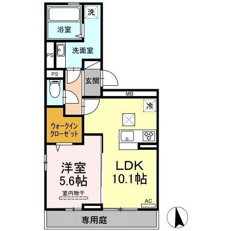 NAGISA A棟(1LDK/1階)の間取り写真