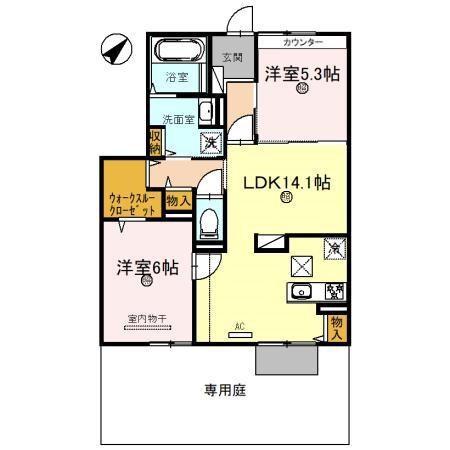 アグレアーブル(2LDK/1階)の間取り写真