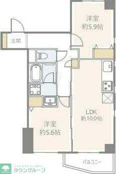 グランビュー北園(2LDK/4階)の間取り写真