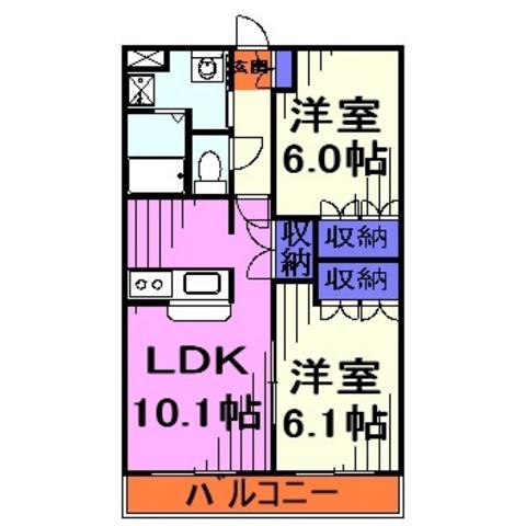 ディア フレンドKOIZUMI(2LDK/2階)の間取り写真