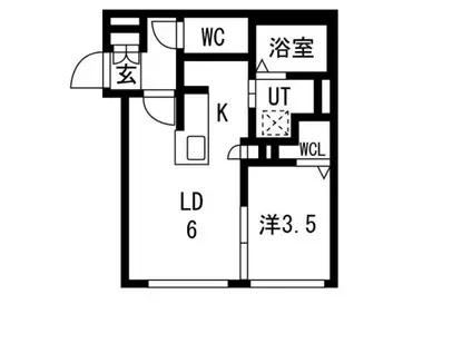 RESIDENCE SHINMEI東札幌(1LDK/1階)の間取り写真