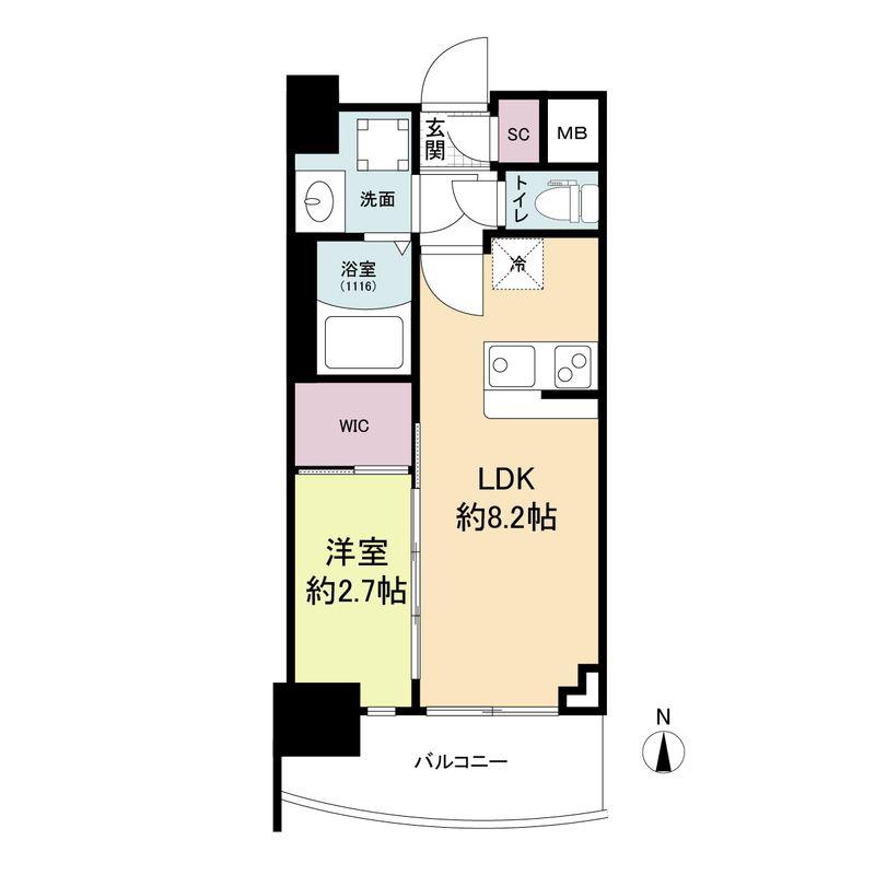 セレニテ天六ミラク(1LDK/2階)の間取り写真