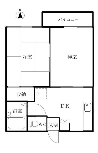 AITY片寄(2DK/2階)の間取り写真