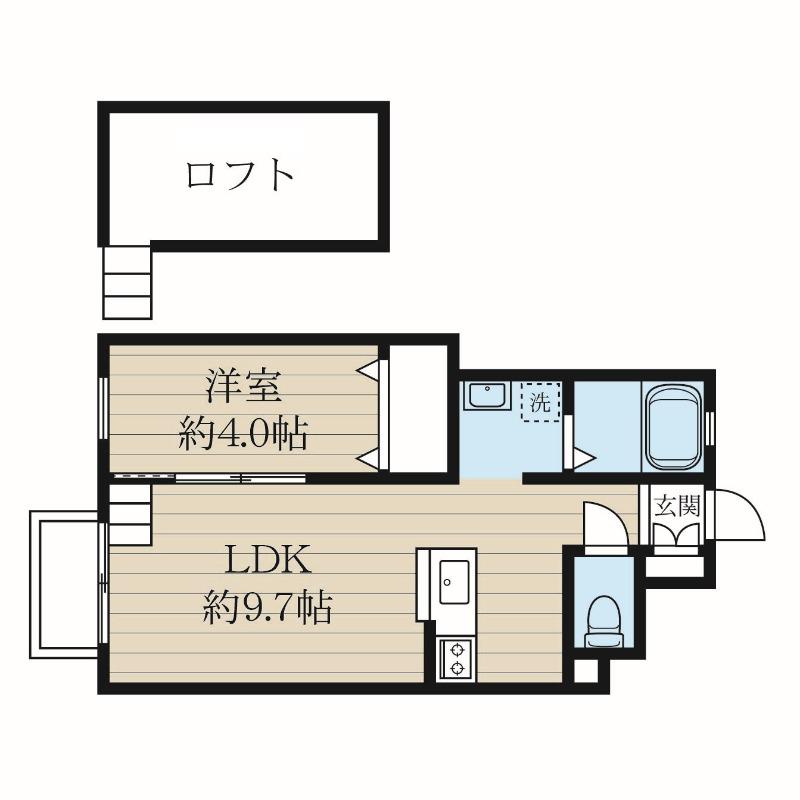 新潟県新潟市中央区 2階建 築21年(1LDK/2階)の間取り写真