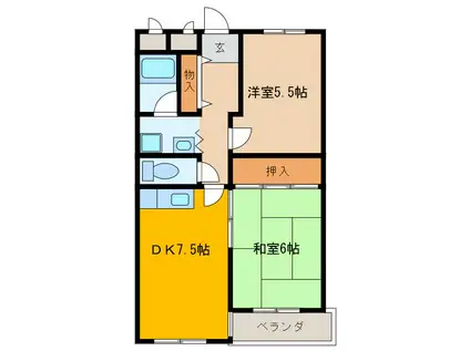 延増マンション新川(2DK/2階)の間取り写真