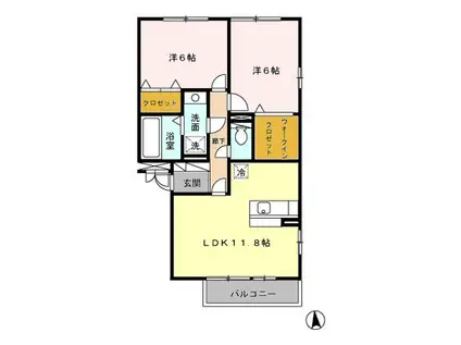 リバーサイド・K(2LDK/2階)の間取り写真