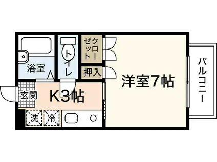 チェリス伴(1K/2階)の間取り写真
