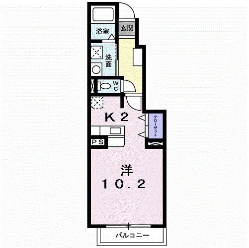 アルカンシエル A棟(ワンルーム/1階)の間取り写真