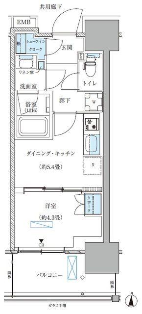 パークアクシス西大島コンフォートスクエア(1DK/11階)の間取り写真