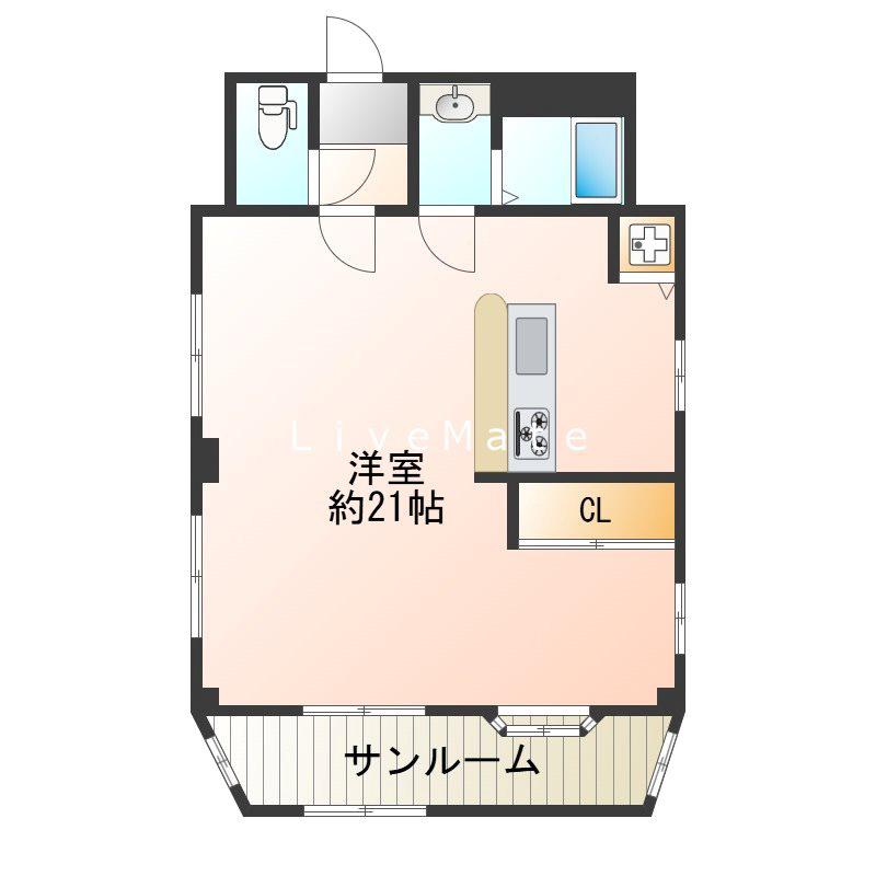 高丸ビル(ワンルーム/2階)の間取り写真
