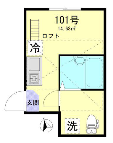 インベスト羽田II-(ワンルーム/1階)の間取り写真