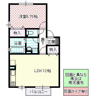 グランドゥールIV C(1LDK/1階)の間取り写真