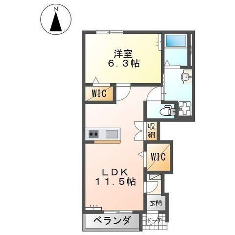 ラ・ソレイユA(1LDK/1階)の間取り写真
