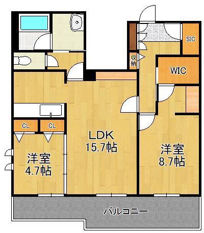 HERITAGE NAKAI MANOIR(2LDK/3階)の間取り写真