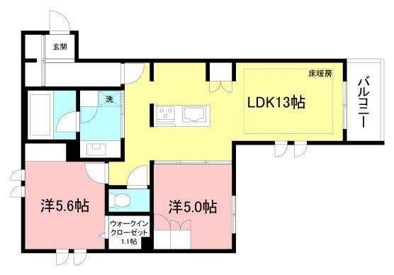 LE RUAHレルーア(2LDK/1階)の間取り写真