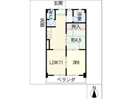第2ハイツ早川(2LDK/3階)の間取り写真