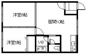 サンライフ錦町II(2LDK/2階)の間取り写真