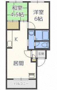 リヴァージュ(2LDK/4階)の間取り写真