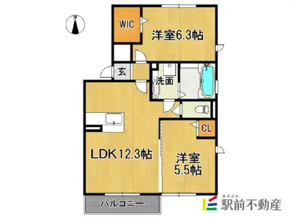 ジェネス長瀬(2LDK/1階)の間取り写真
