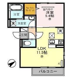 D-ROOM ル・シャン・ドゥ・フルール(1LDK/3階)の間取り写真