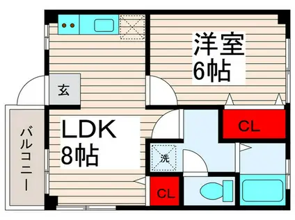 宝田マンション(1LDK/2階)の間取り写真
