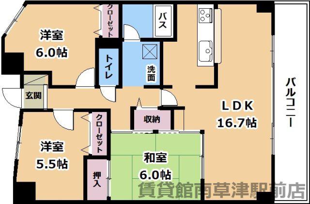 忠兵衛ビル晴嵐(3LDK/1階)の間取り写真