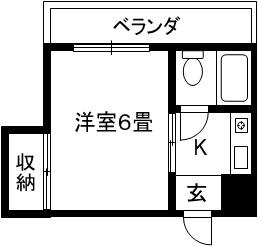 シャトル中宮(1K/1階)の間取り写真