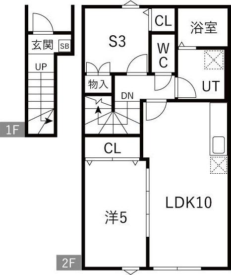EQUUS C棟(1SLDK/2階)の間取り写真