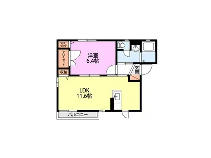 ピリカA(1LDK/1階)の間取り写真