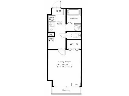 オーロラ三田(1K/8階)の間取り写真