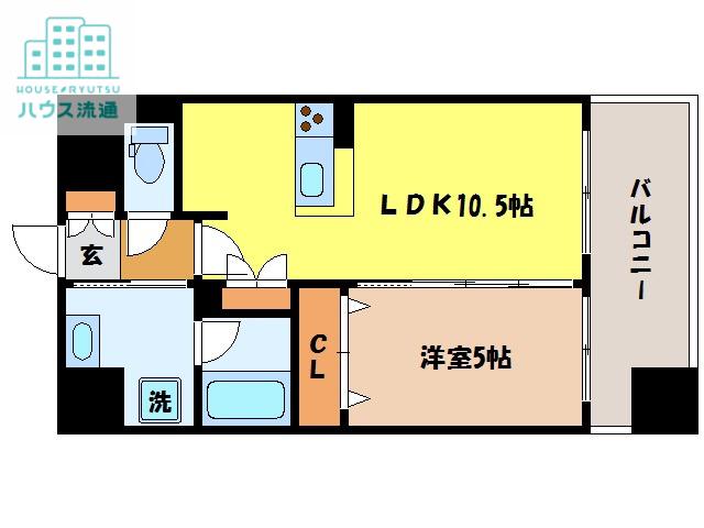 ABITI浜町(1LDK/4階)の間取り写真
