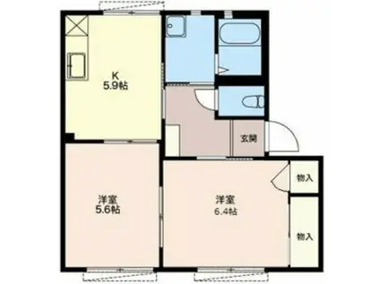 アンダンテ(2DK/1階)の間取り写真