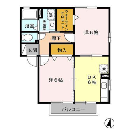 オリーヴ I/II(2DK/2階)の間取り写真
