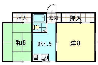 レジデンス山王(2DK/3階)の間取り写真