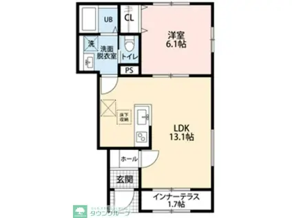 リーブルファイン草加両新田II(1LDK/1階)の間取り写真